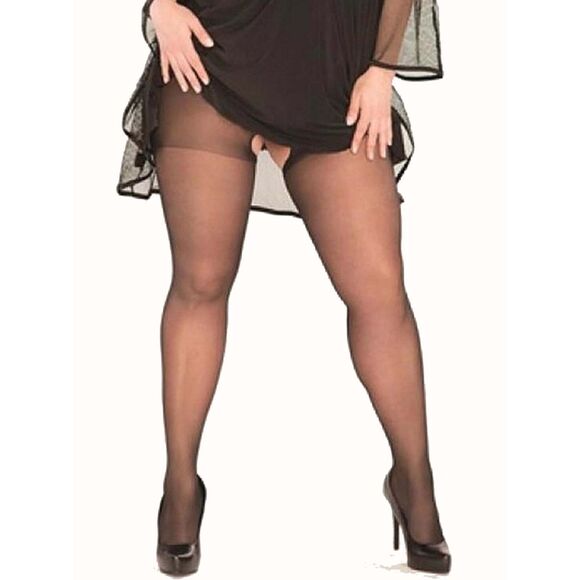 Plus Size Sheer Black Pantyhose Womens Queen Tights Classic Hosiery - Picture 5 of 10